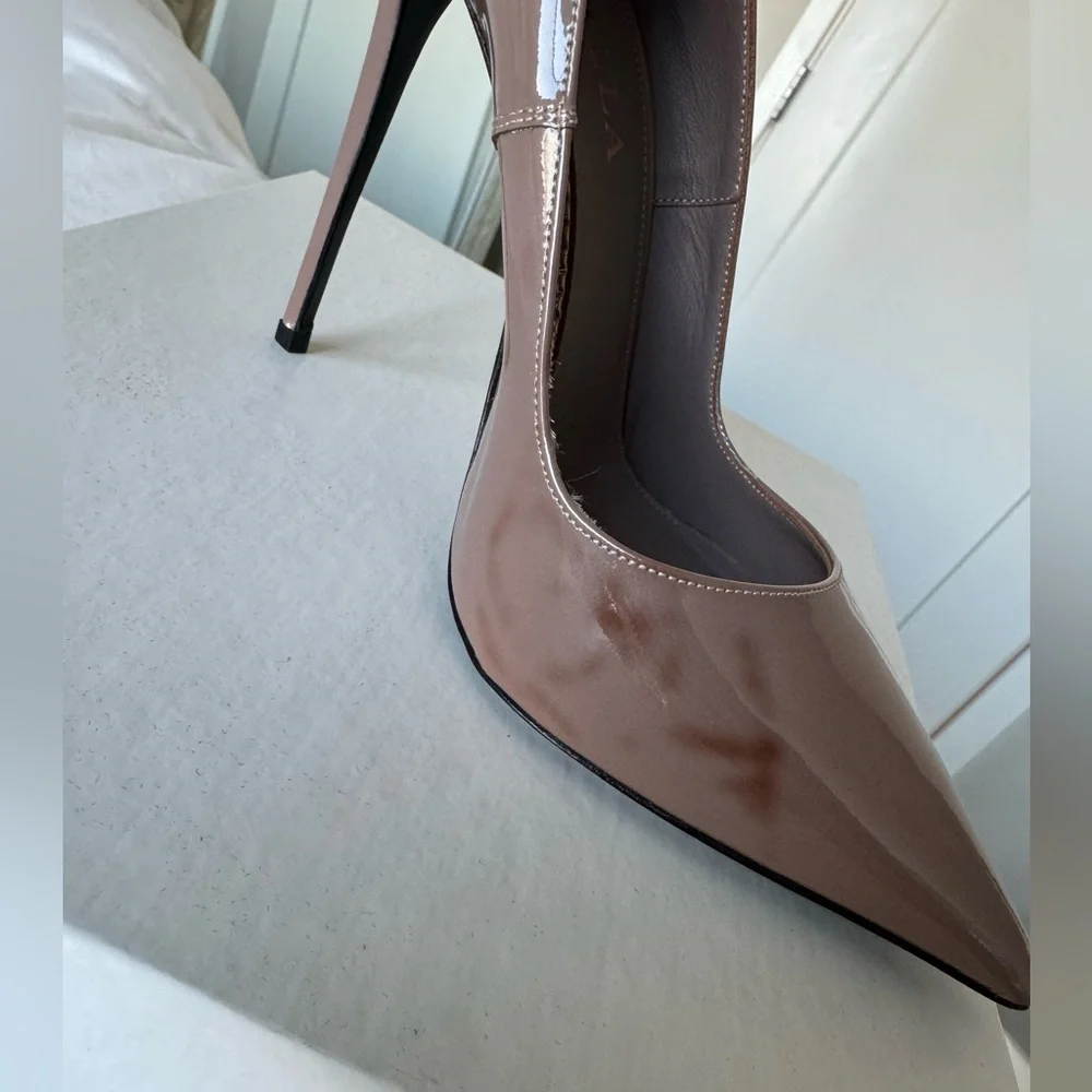 Le Silla Nude Patent Leather Point Toe Heels Size 37 - Picture 5 of 9
